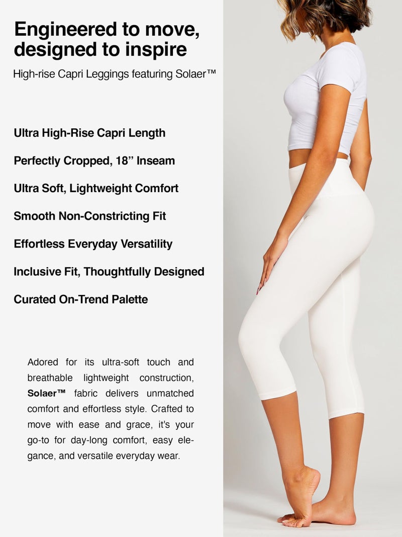 Conceited Capri Leggings for Women - Soft - High Waist Tummy Control - Essential - Regular and Plus Size - White - XX-Large - 3X-Large - Image 2